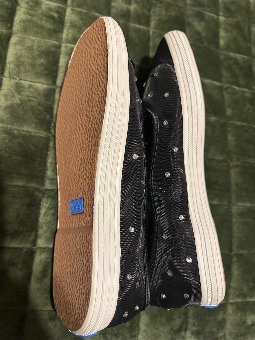 Keds Black Mary Jane Flats with Rhinestone Mesh - Picture 15 of 16